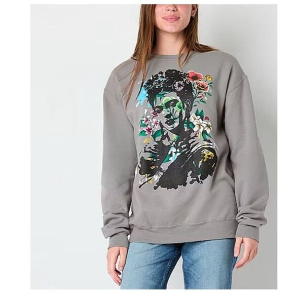 Frida-Kahlo Size Medium Sweatshirt Women’s Sleeve Gray Taupe. New With Tags - Picture 1 of 5